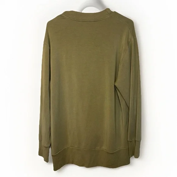 Athleta Purana V Neck Wrap Sweatshirt Eucalyptus Olive Green Size L - Picture 5 of 7